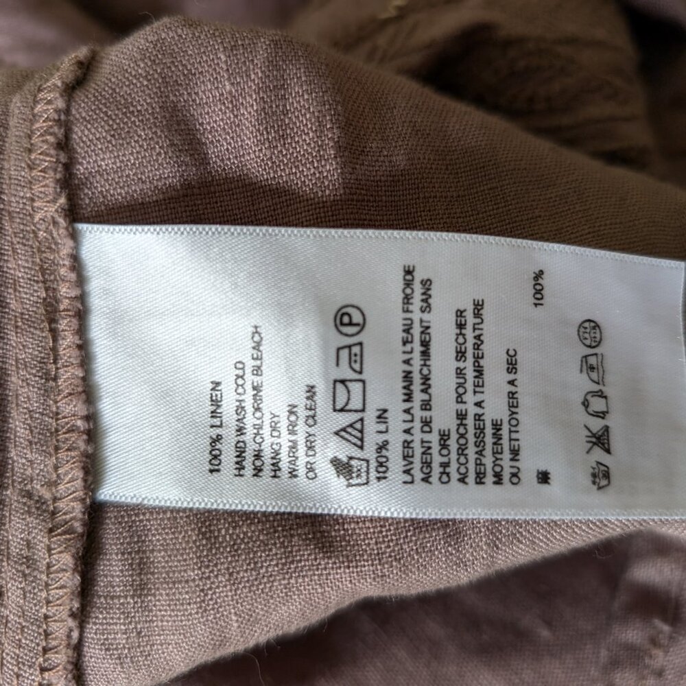 100% Linen Boho Embroidered Maxi Skirt - Taupe Small - Picture 5 of 7